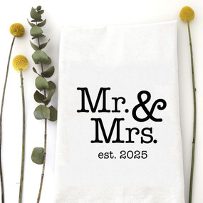 mr. & mrs. est. 2025 tea towel