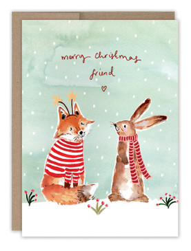 fox & bunny friend holiday card