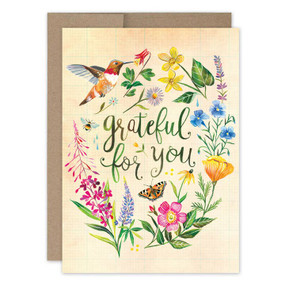 grateful hummingbird thank you card