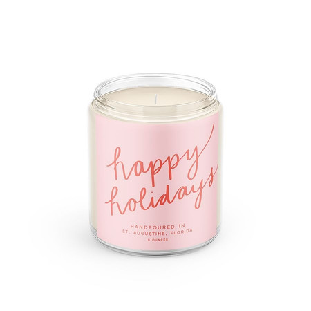 happy holidays hand poured candle