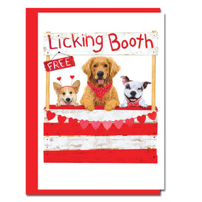 dog licking booth valentine's day card