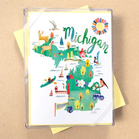 watercolor michigan map boxed cards