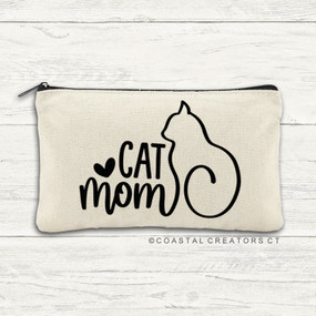 cat mom canvas zipper pouch