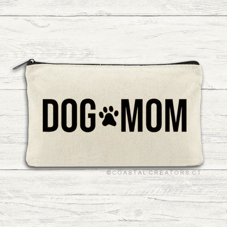 dog mom canvas zipper pouch