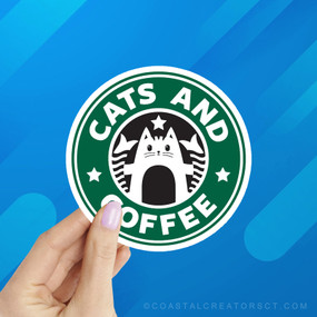 cats and coffee sticker