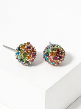 crystal pave ball stud earrings