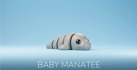 tiny baby 3D articulated fidget toy - manatee