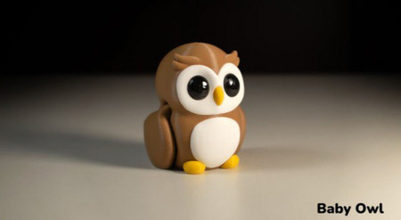 tiny baby 3D articulated fidget toy - owl