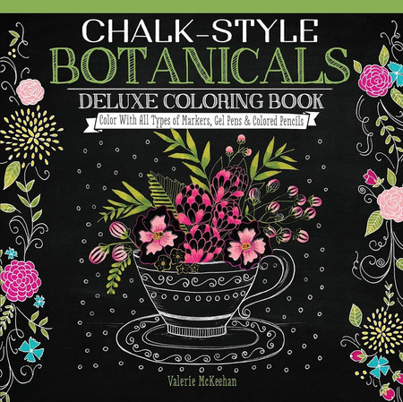 chalk style botanicals deluxe coloring book