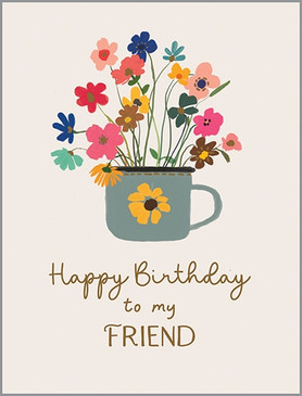 cup of flowers birthday card