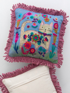 tufted boho pillow cat