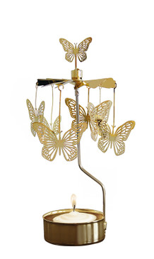 rotary candleholder butterflies gold