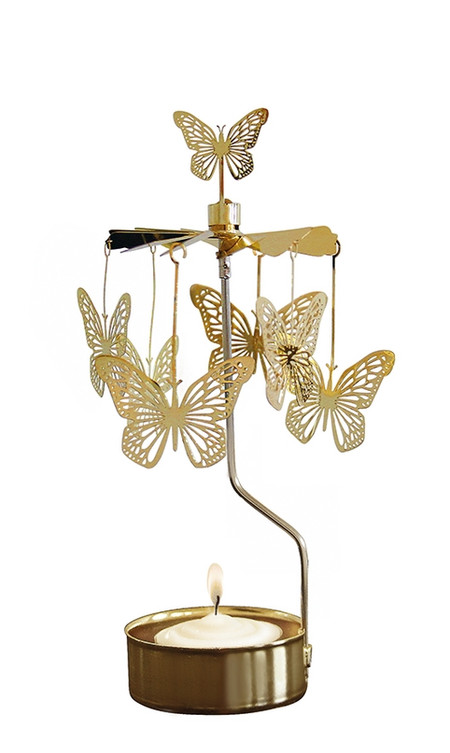 rotary candleholder butterflies gold