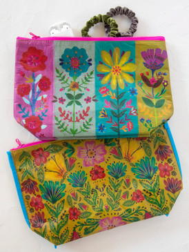 recycled zipper pouch - rainbow floral