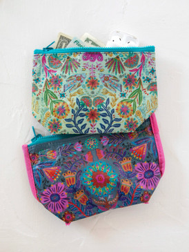 recycled zipper pouch - cream floral