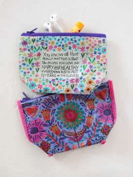 recycled zipper pouch - happy healthy