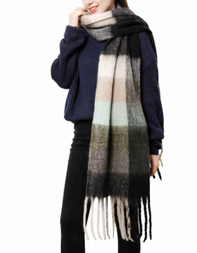 oversized cozy fringe fuzzy scarf