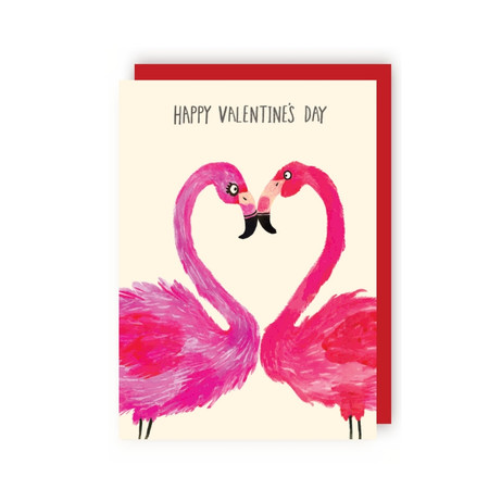 love flamingos valentine's day card