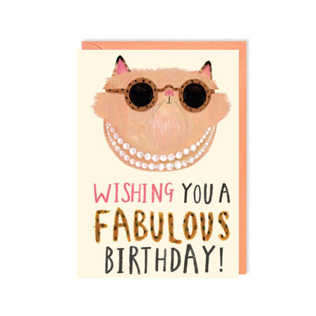 fabulous cat birthday card