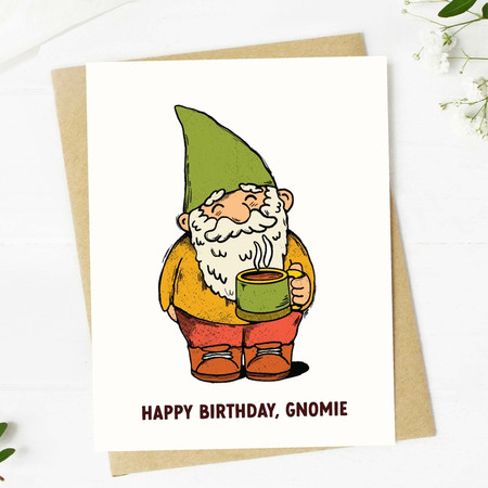 gnomie with coffee birthday