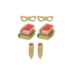 book worm enamel earrings