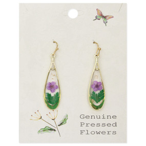 purple dried flower earrings