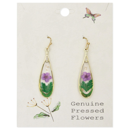 purple dried flower earrings