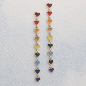 rainbow hearts post earrings