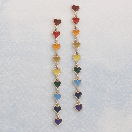 rainbow hearts post earrings