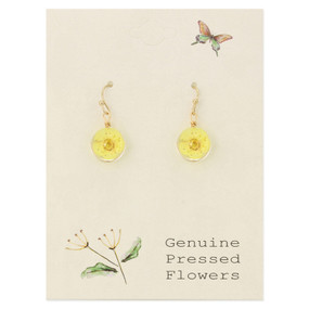 yellow buttercup dried flower earrings