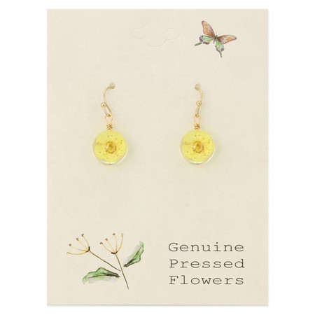 yellow buttercup dried flower earrings