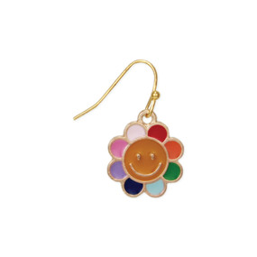 smiley daisy enamel earrings