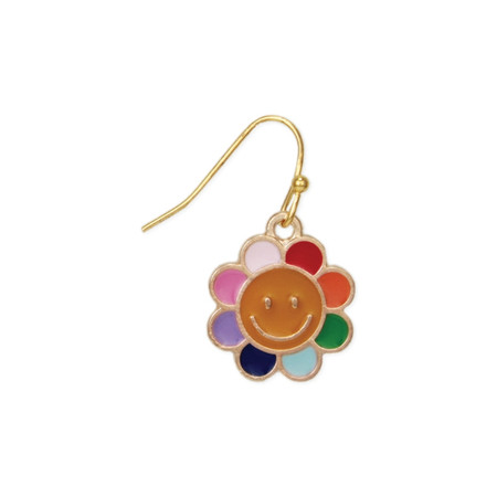 smiley daisy enamel earrings