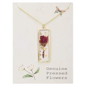 red dried flower necklace