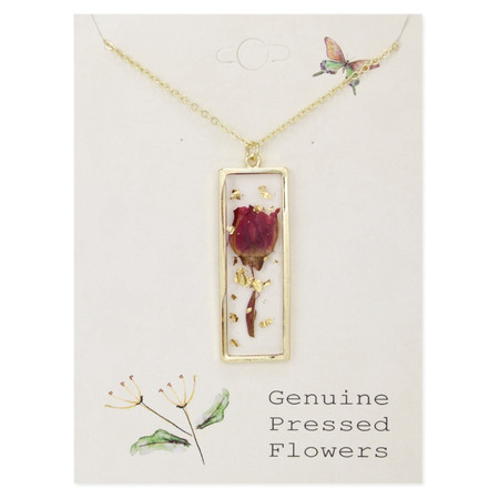 red dried flower necklace