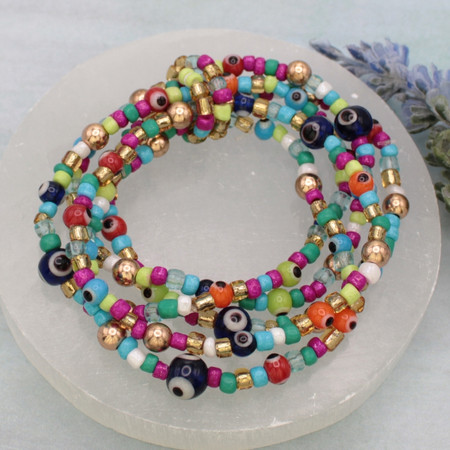 multi eye bead stretch bracelet