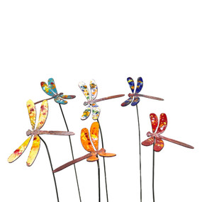 copper enamel butterfly garden stake