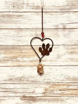 rustic metal paw pet chime