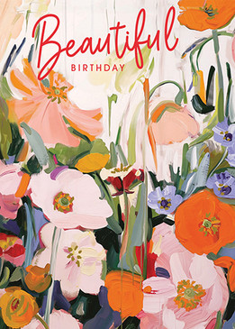 multi florals abstract birthday card