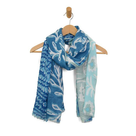 blue floral motif scarf