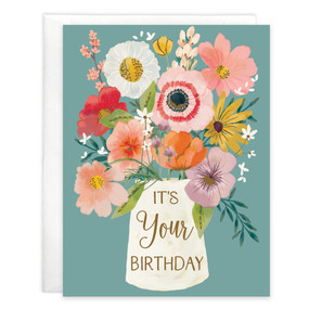 your birthday flower vase birthday card