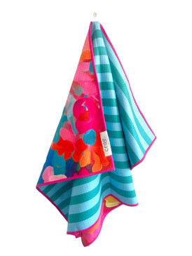 flower etching reversible hand towel