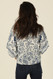 tie waist kimono blouse blue/cream