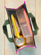 cream folk flower insulated lunch bag