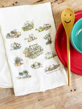 garden cats flour sack towel