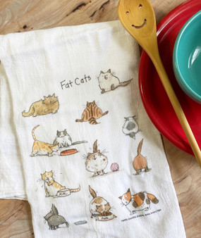 fat cats flour sack towel