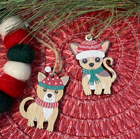 wood dog ornament (assorted)