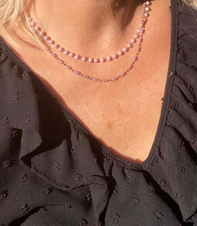 2 row beaded necklace pink lilac