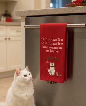 ornaments are history kitchen towel