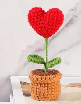 happy crochet heart flower